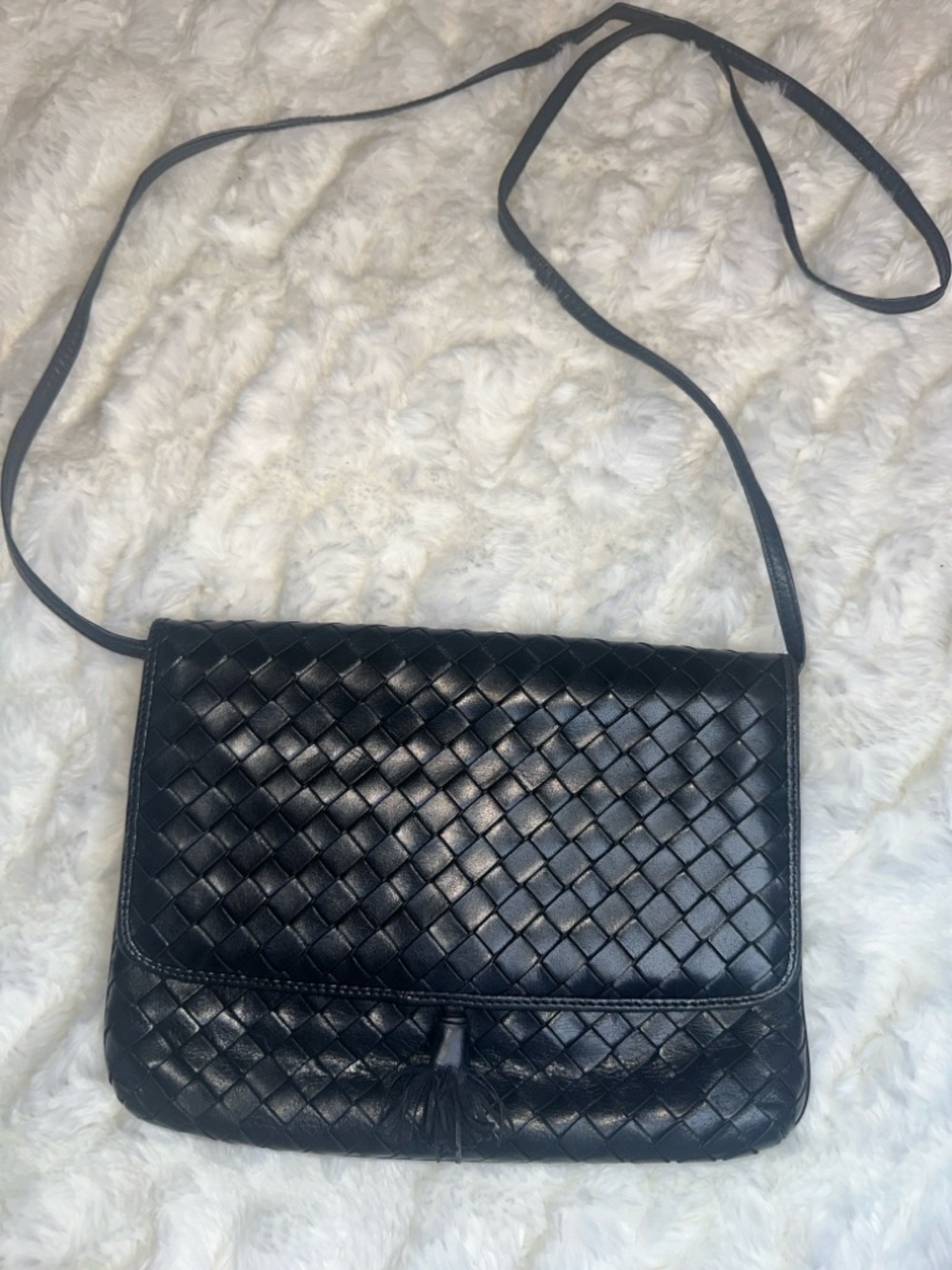 Bottega Veneta Black Leather Woven Shoulder Bag Vintage - Picture 2 of 7